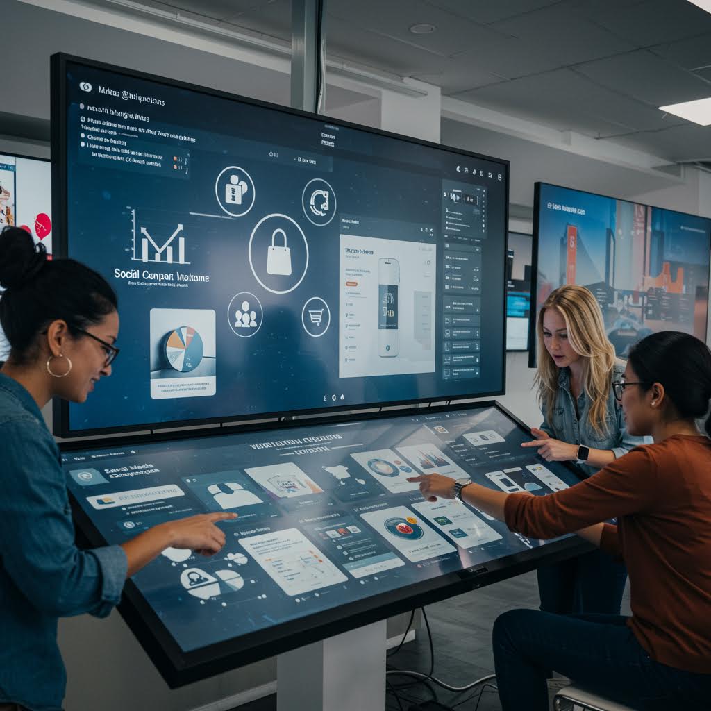 자동화 시스템이 가져다주는 운영 효율성이 대형 모니터 속 데이터 관리 화면에 표현된 장면