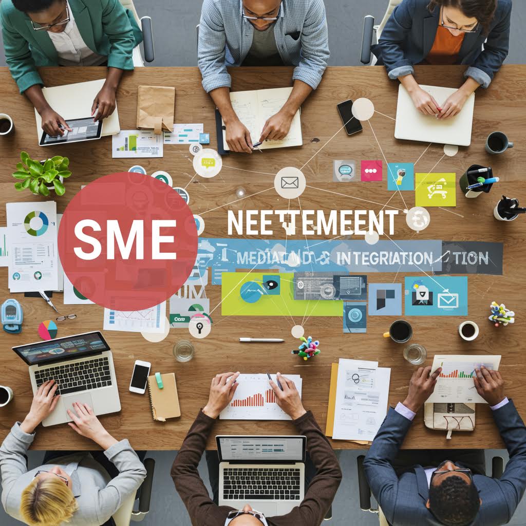 색색의 아이콘과 그래픽이 흩뿌려진 장면 속에서 솔루션의 확장을 연상시키는 루믹스가 드러나는 순간