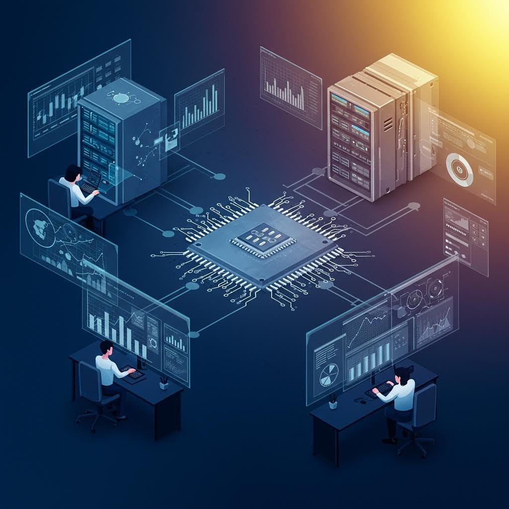 루믹스 중앙 CPU 칩 데이터 분석 팀 아이소메트릭 서버 인프라