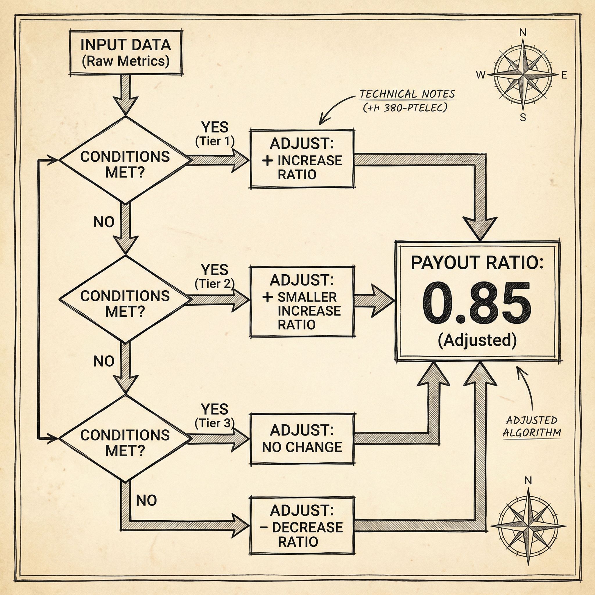 흰 바탕에 검정색의 순서도가 그려져 있으며 입력 데이터가 조건 판별 기호를 거쳐 최종적으로 강조된 지급